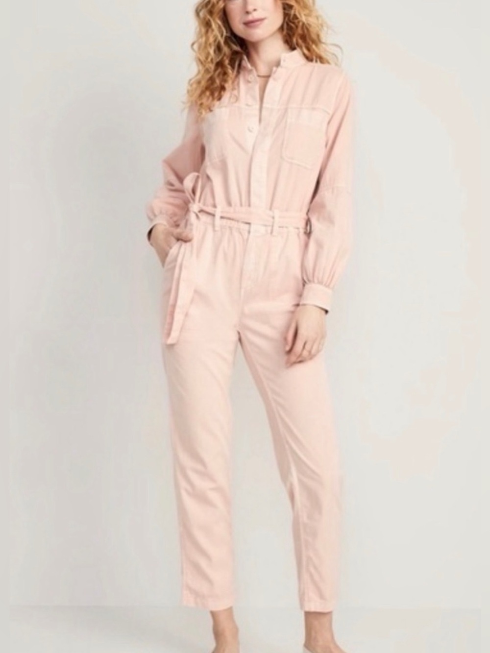 Old Navy Collarless Tie-Belt Utility Jumpsuit